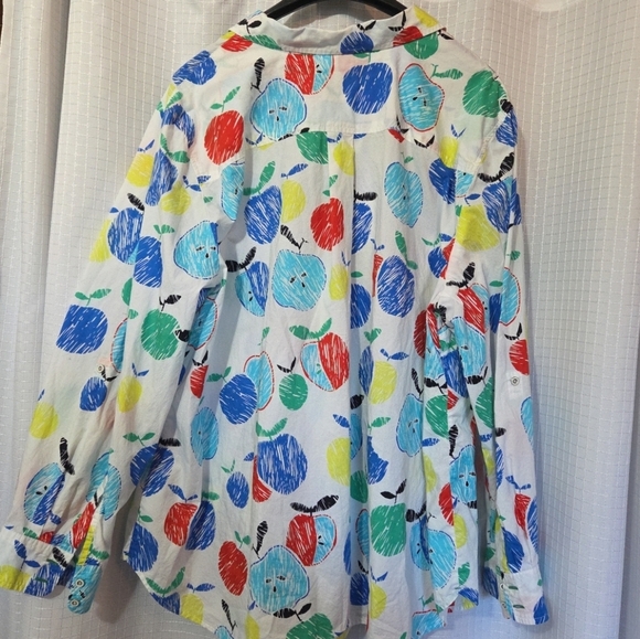 Talbots Women’s Teacher Colorful Apple Print Long Sleeve Button Down Shirt 3X - Picture 5 of 7